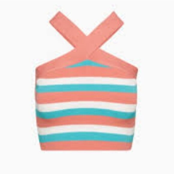 Babaton Sculpt Striped Halter Top - Picture 1 of 8